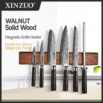 XINZUO Solid Wood Magnetic Knife Holder - Walnut