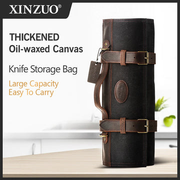 XINZUO Thickened Oil-waxed Canvas Knife Storage Bag - Large Capacity