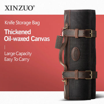 XINZUO Portable Thickened Oil-waxed Canvas Knife Bag Roll