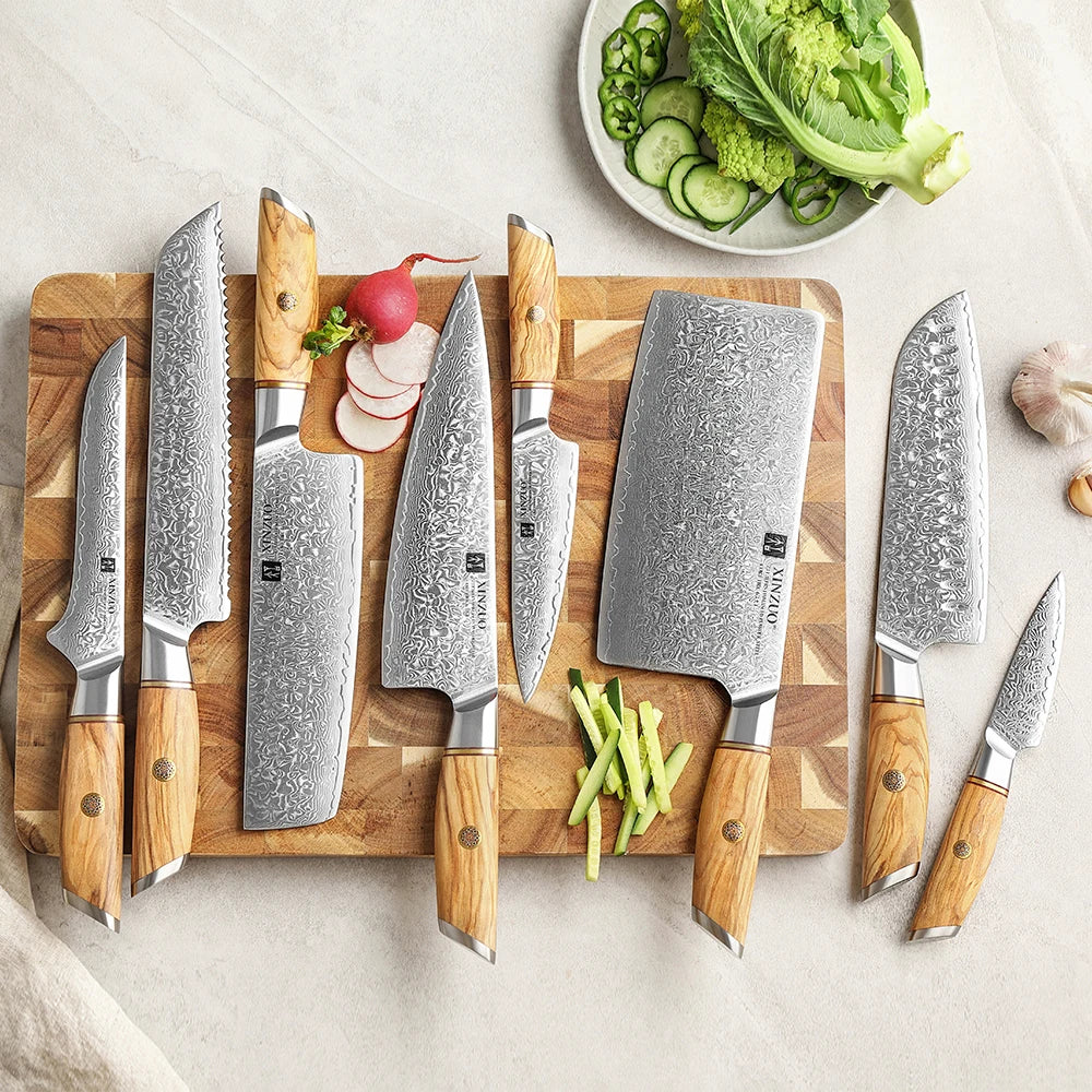 XINZUO 1 to 8-Piece Kitchen Knife Set - 73-Layer Custom Damascus Steel