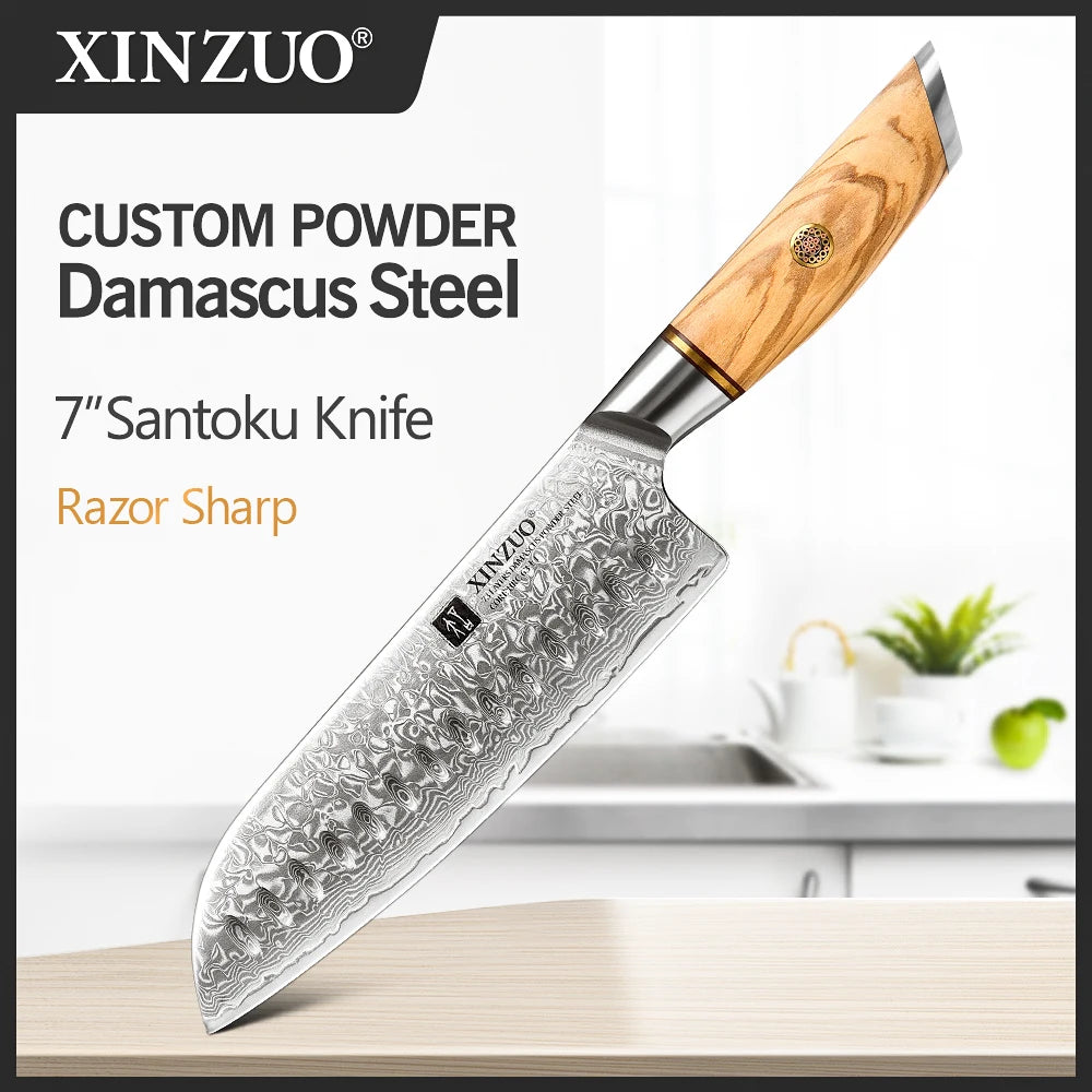 XINZUO 1 to 8-Piece Kitchen Knife Set - 73-Layer Custom Damascus Steel