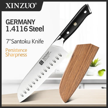 XINZUO 7'' Santoku Knife German Steel with Ebony Handle