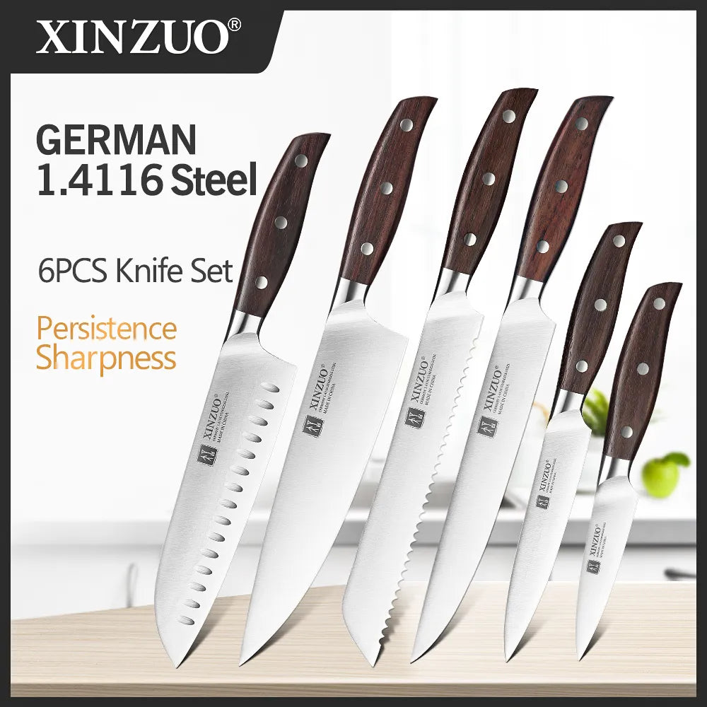 XINZUO - 6-Piece German Carbon Steel Kitchen Knife Set