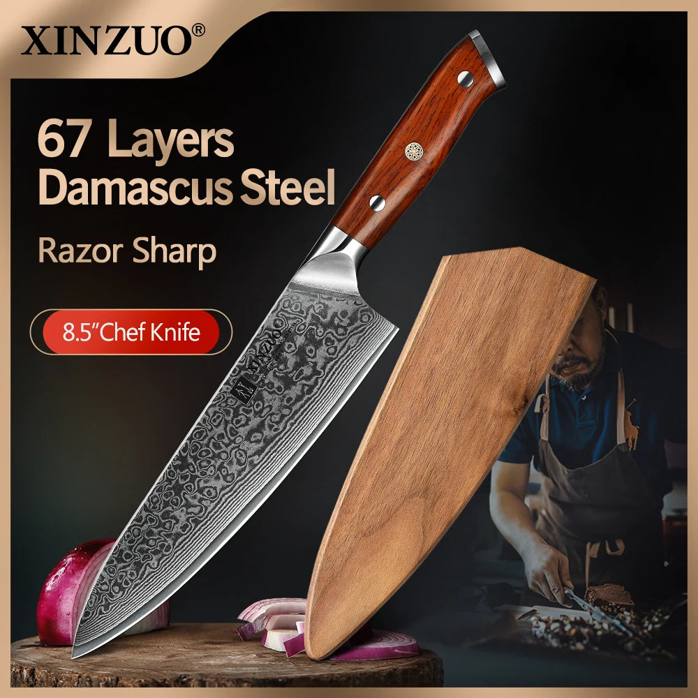 XINZUO 8.5 Inch Chef Knife - 67-Layer Damascus Steel